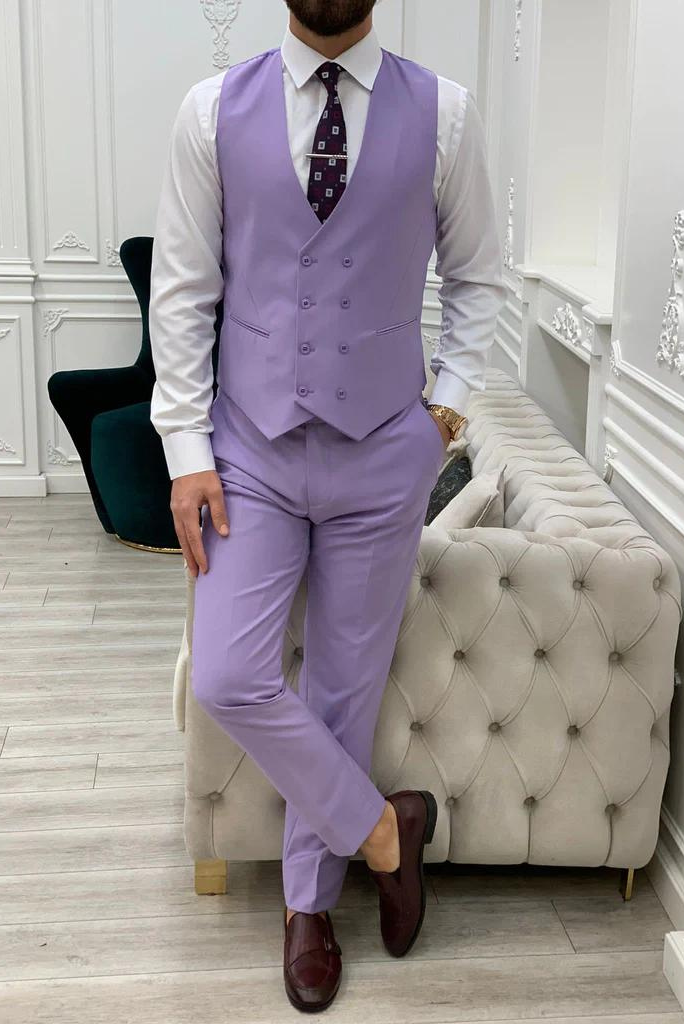 KUSON Purple suit for men 3 pieces tight one button Notch lapel groomsmen  tuxedo Blazer for wedding, Party Blazer vest Pant - AliExpress
